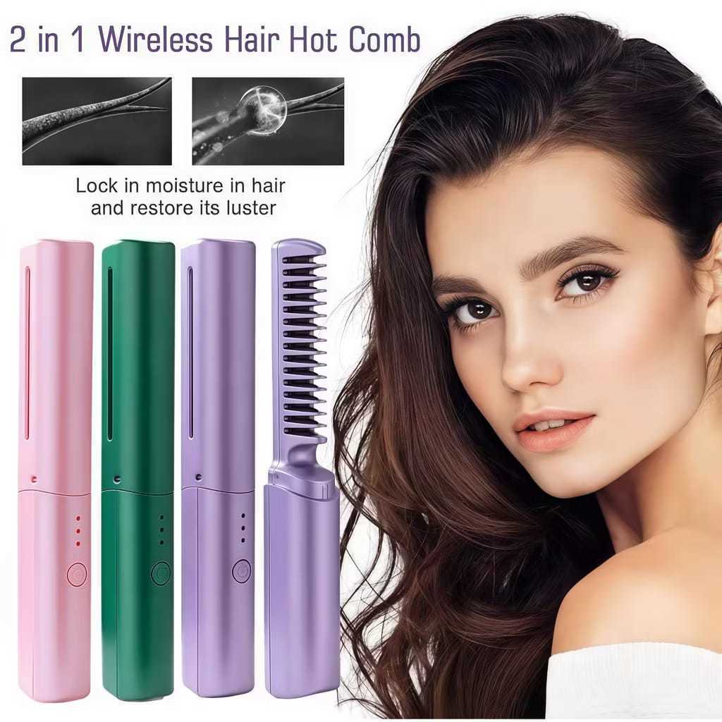 Alisador de cabelo sem fio Escova de ar quente Secador de cabelo elétrico recarregável por USB Imperio