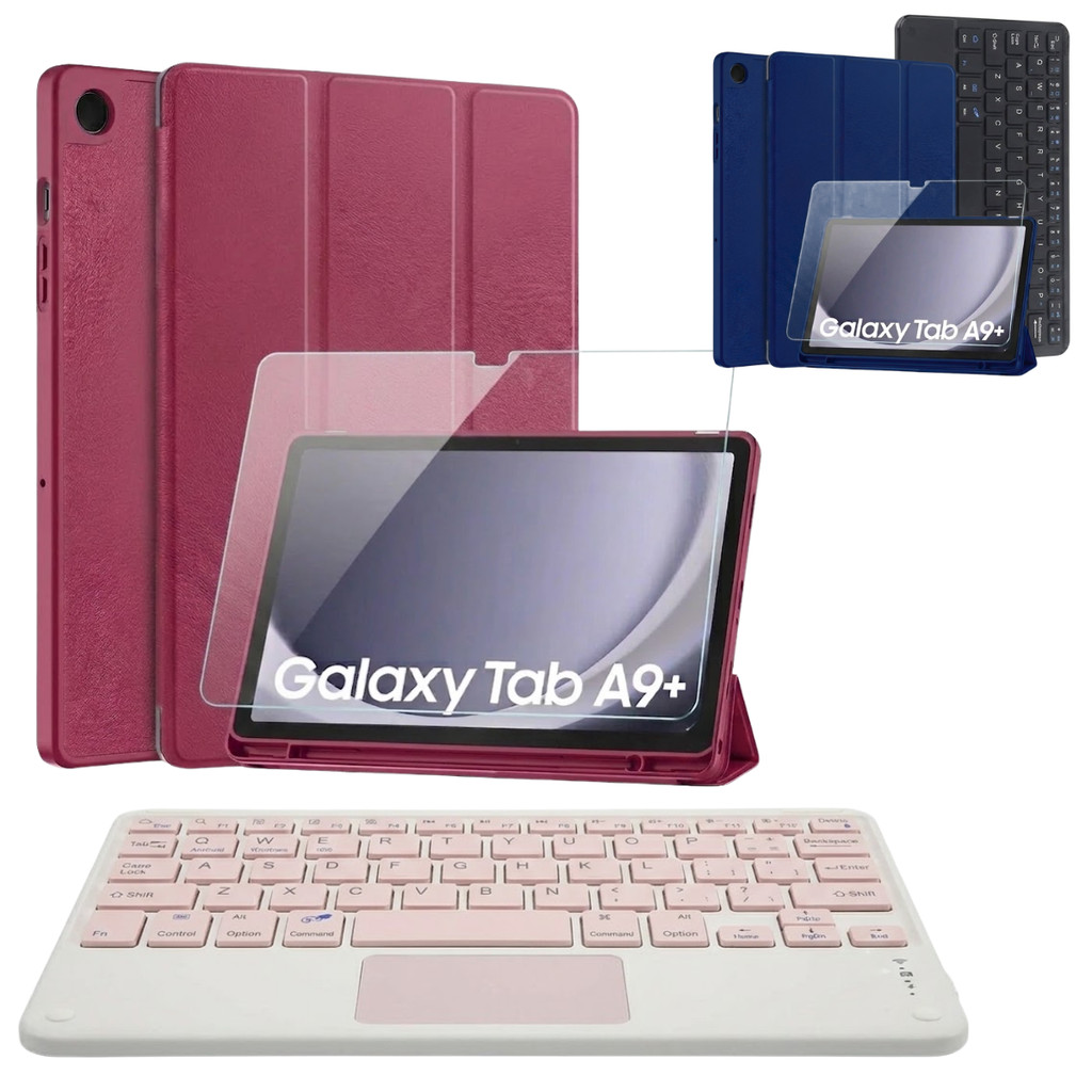 Capa Smart + Teclado Touchpad + Película Para Galaxy Tab A9+