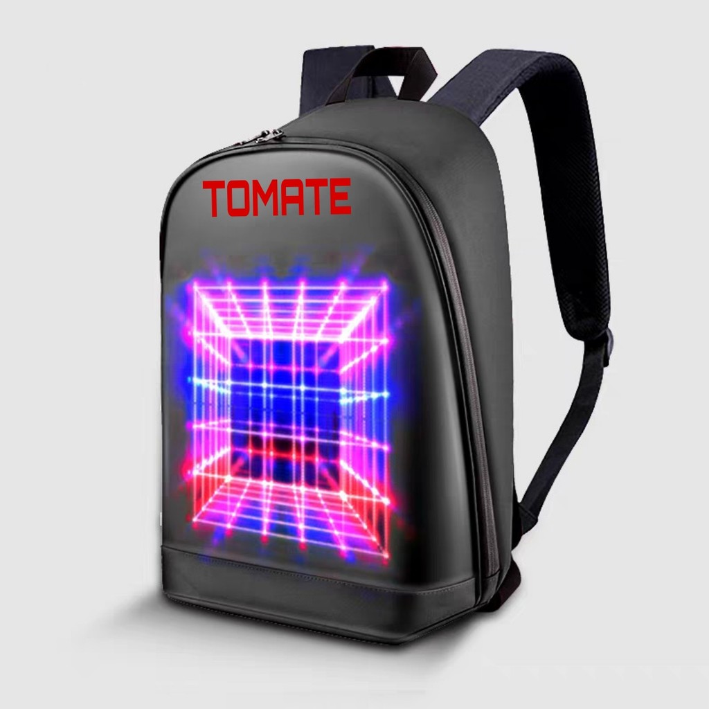 Mochila inteligente para viagem com conexão Bluetooth e tela de LED editável.TOMATE