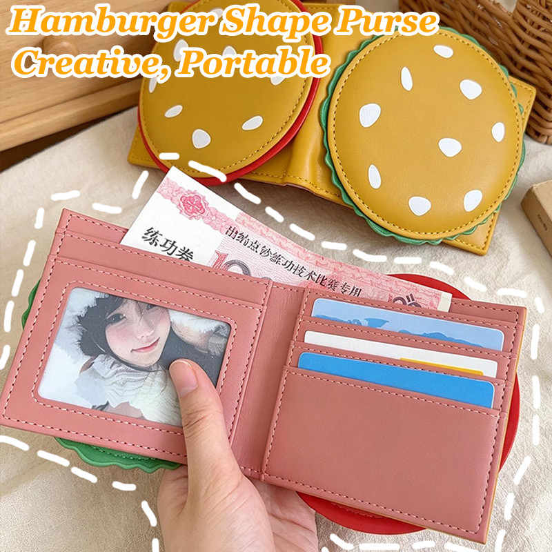 Bolsa Em Formato De Hambúrguer-De Troca Criativa-Carteira De Design De Fast Food Portátil Para Cartão De Identificação-P
