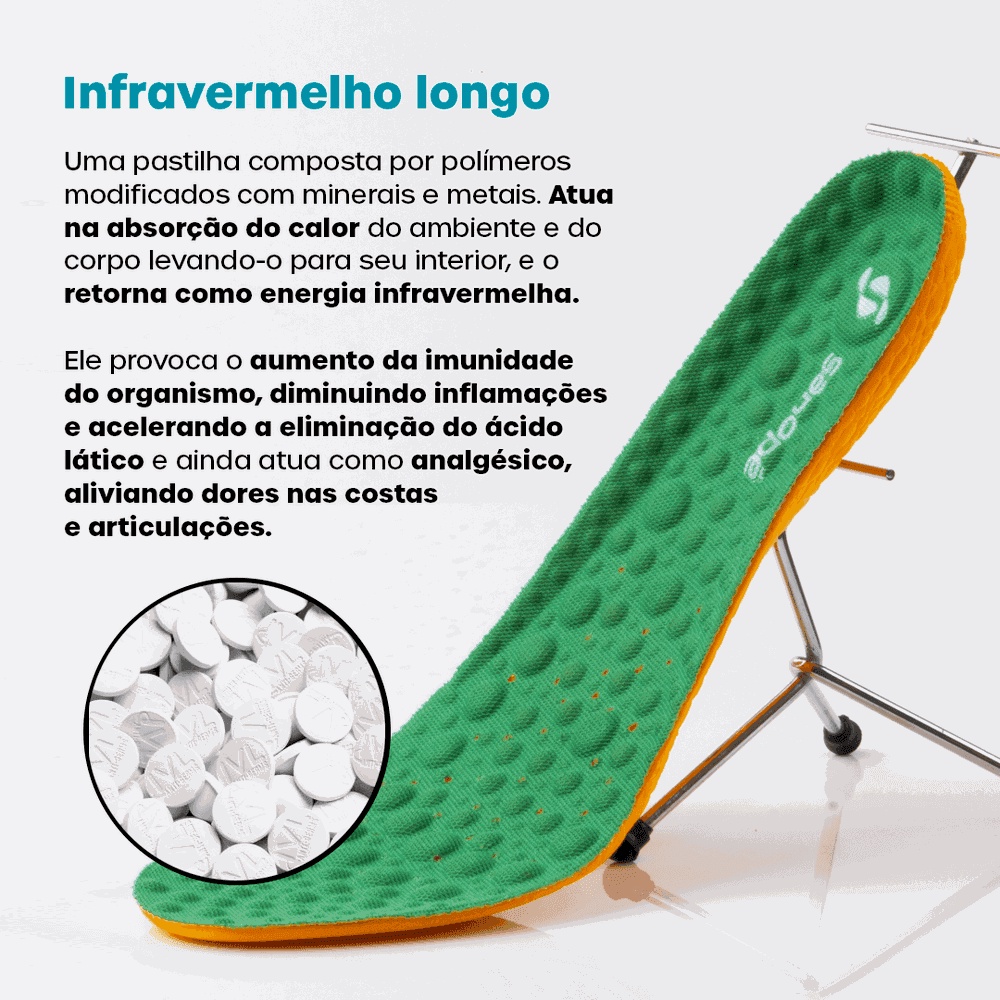 Palmilha Ortopédica Magnética Infra Vermelho Terapêutica Massageadora Reflexologia Podal