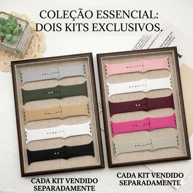 Kit 5 Pulseiras Premium Silicone Confortável Para Apple Watch Smart watch 38/40/41 - 42/45/49