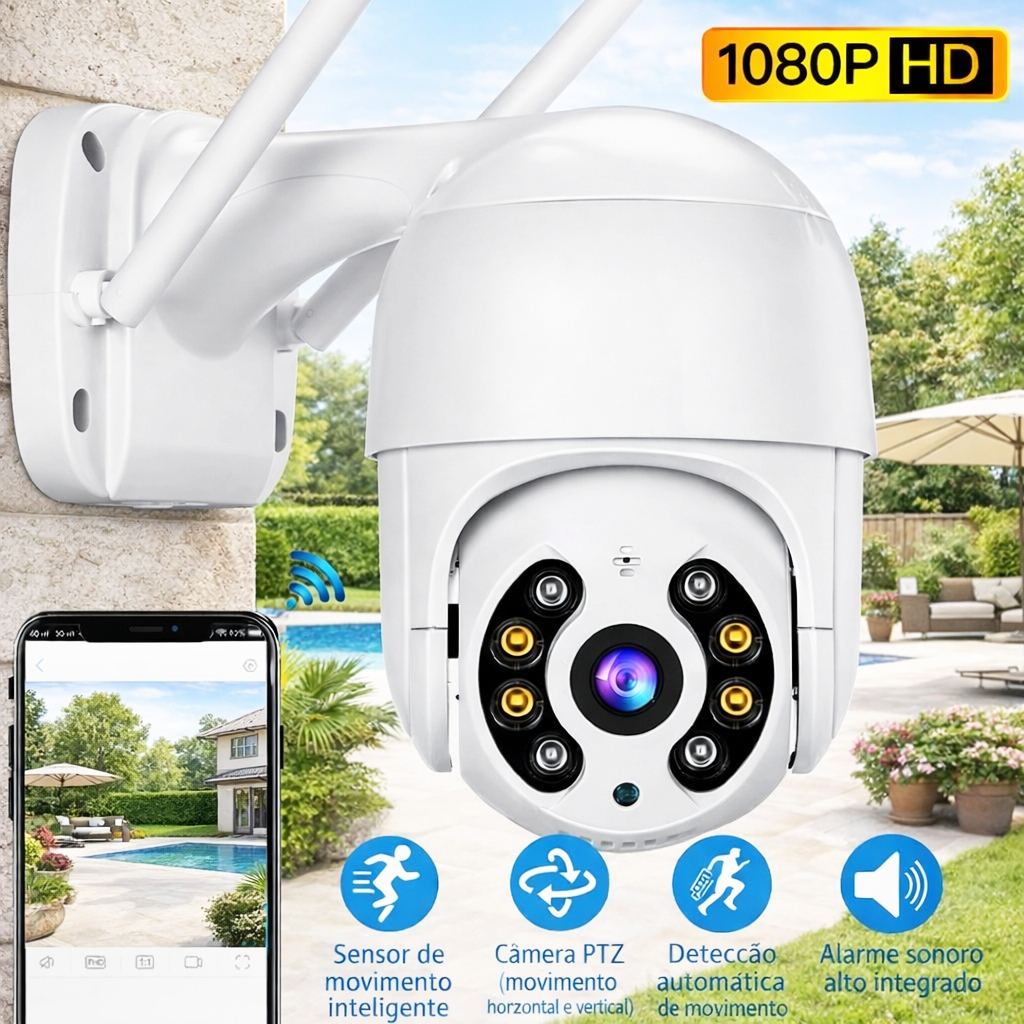 Câmera Segurança Wifi Smart ICSEE A8 Externa Hd Sensor De Movimento Ptz Speed Dome a Prova Agua Zoom