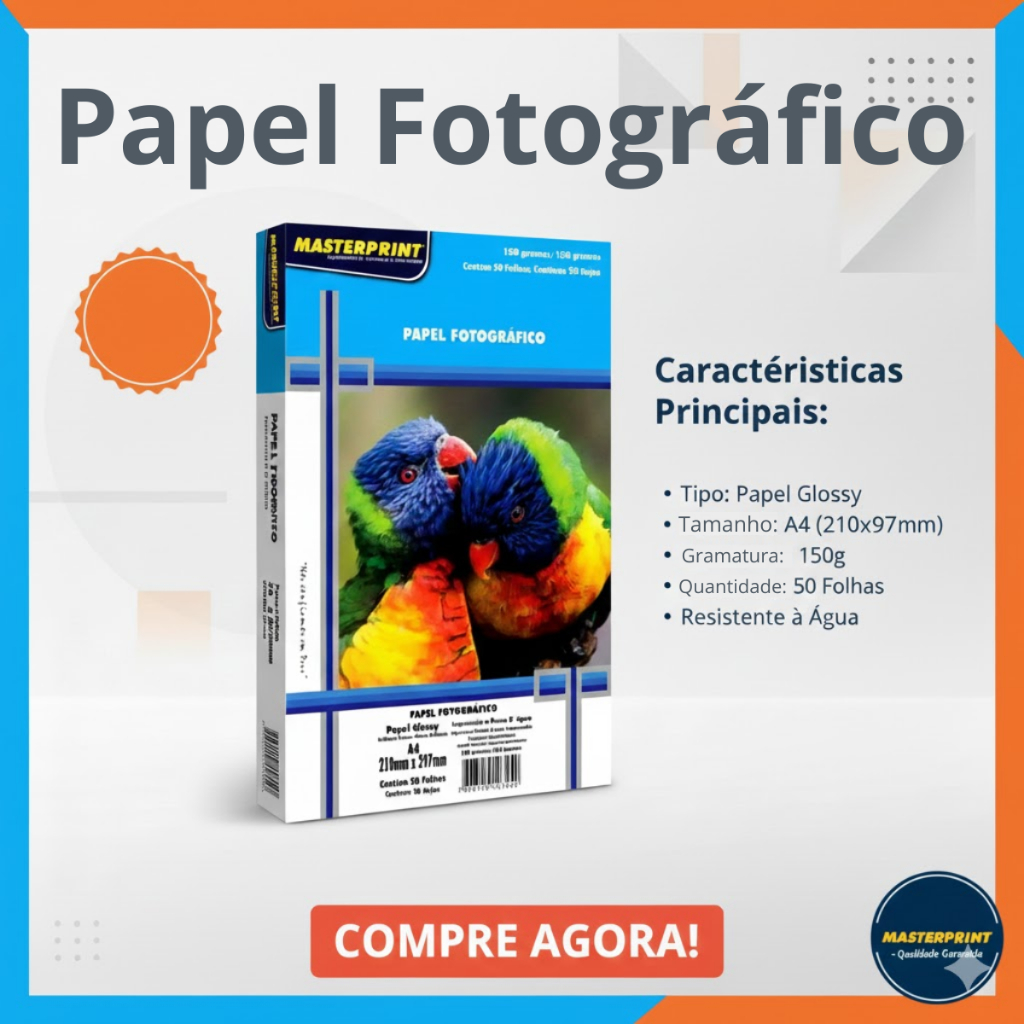 Papel Fotografico Papel Glossy Impressao A Prova De Agua Masterprint