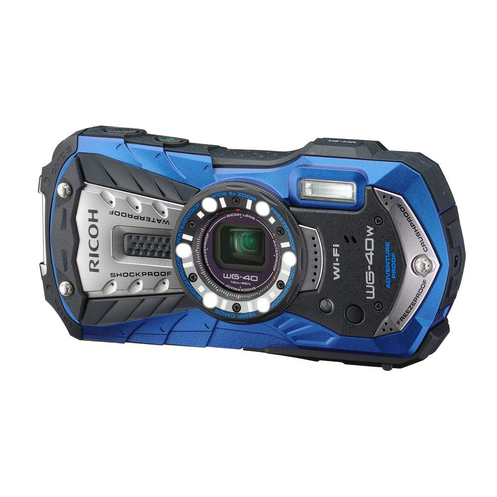 [used] RICOH Waterproof Digital Camera RICOH WG-40W Blue Waterproof to 14m, Shockproof to 1.6m, Cold-Resistant to -10°C