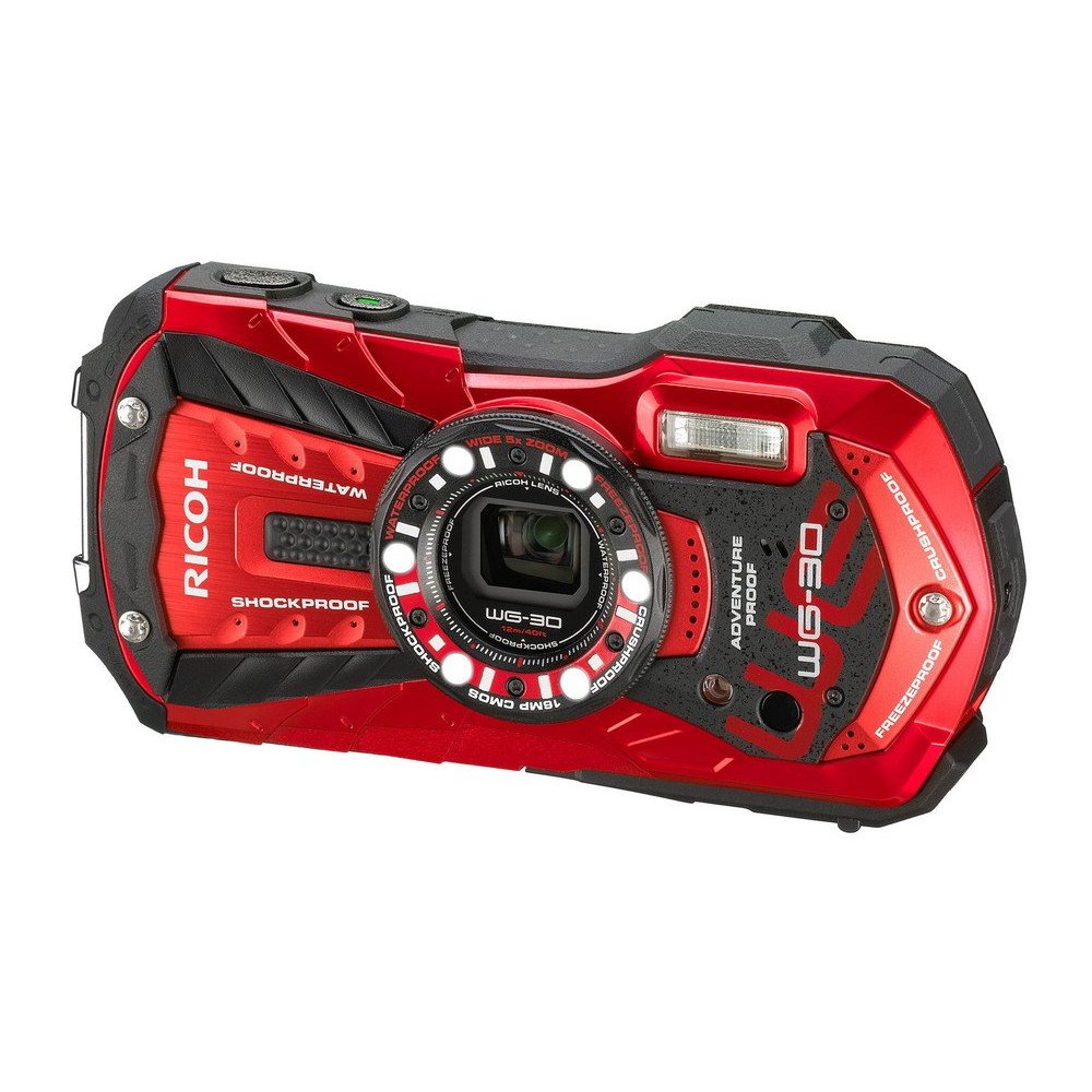 [used] RICOH Waterproof Digital Camera RICOH WG-30 Vermilion Red Waterproof to 12m, Shockproof to 1.5m, Cold-resistant