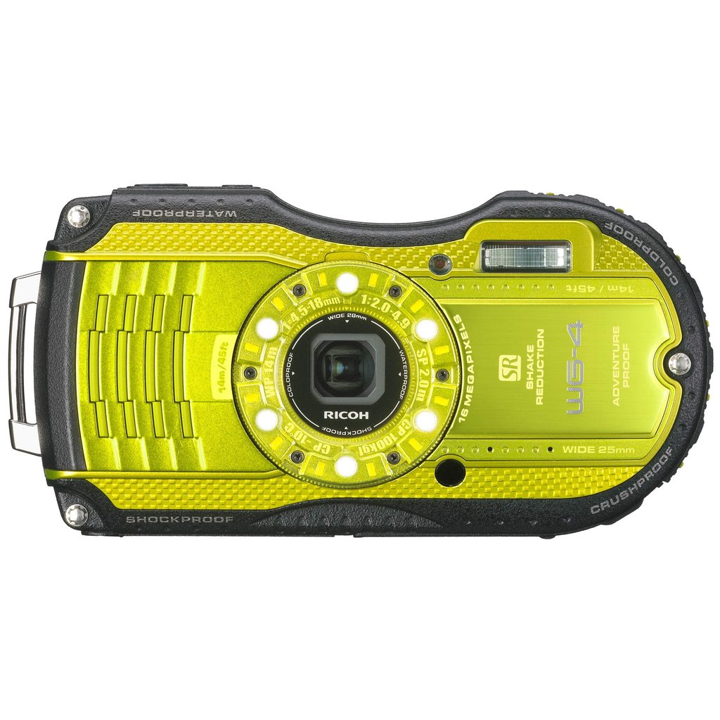 [used] RICOH Waterproof Digital Camera RICOH WG-4 Lime Yellow Waterproof to 14 m Shockproof to 2.0 m Freezeproof to
