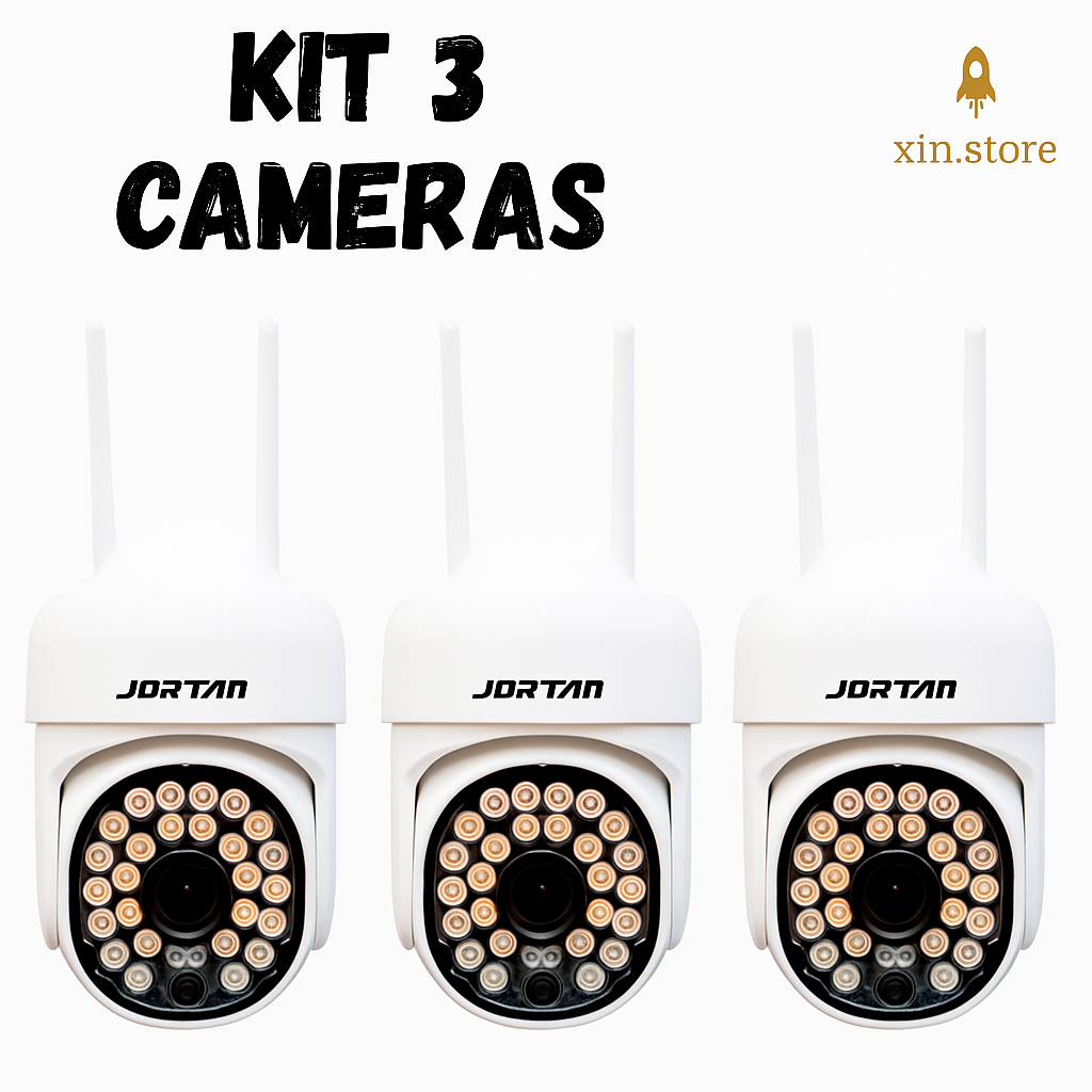 kit 3 cameras de segurança IP66 Wi-Fi 360° Sensor Movimento Visão Noturna  Wifi Hd App yoosee A PROVA DE AGUA