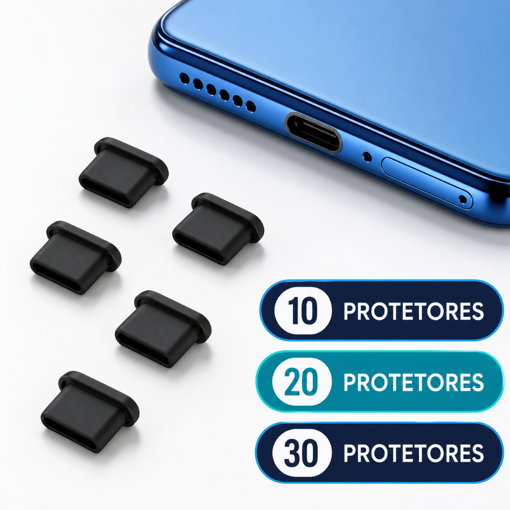 Tampa Protetora Anti Poeira USB-C Plug para Celular Tablet Notebook 10 20 ou 30 Unidades