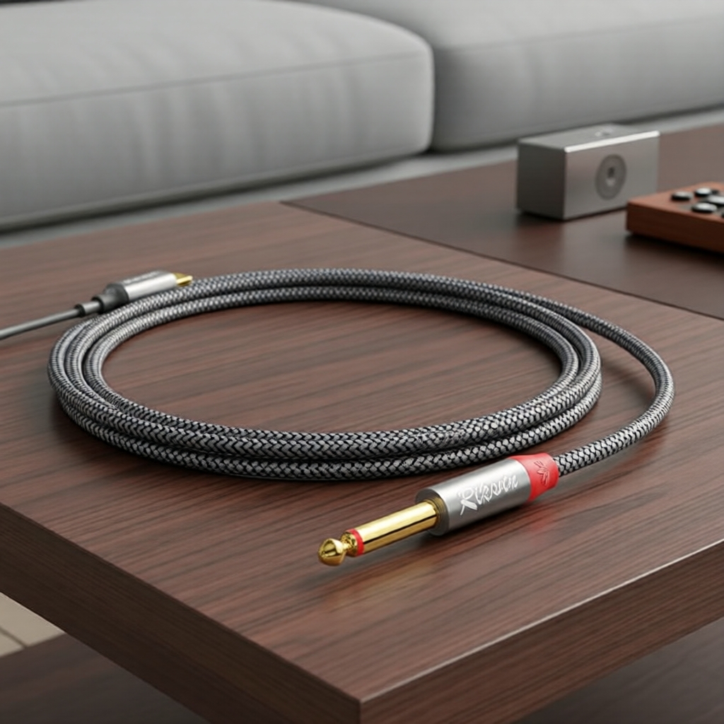 Cabo divisor de áudio estéreo USB-C para duplo 6,35 mm 1/4 de polegada TRS para tablet e celular