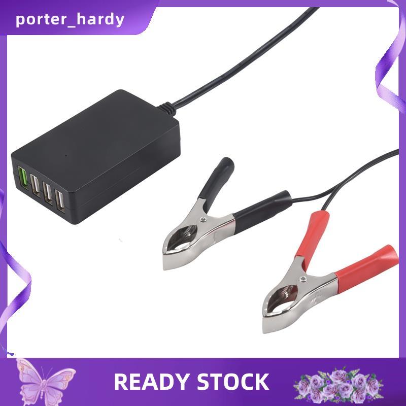 12V/24V A 5V Carregador Usb De 4 Portas Multiporta Com Clipe De Bateria Para Outros Telefones E Tablets