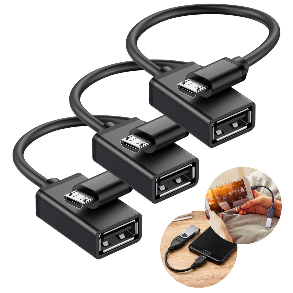 Kit 3 Cabo Adaptador Otg Usb Para Tablet Celular Micro USB V8 Pendrive Transfere Dados