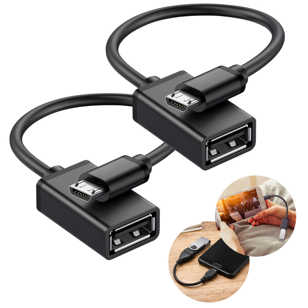 Kit 2 Cabo Adaptador Otg Usb Para Tablet Celular Micro USB V8 Pendrive Transfere Dados