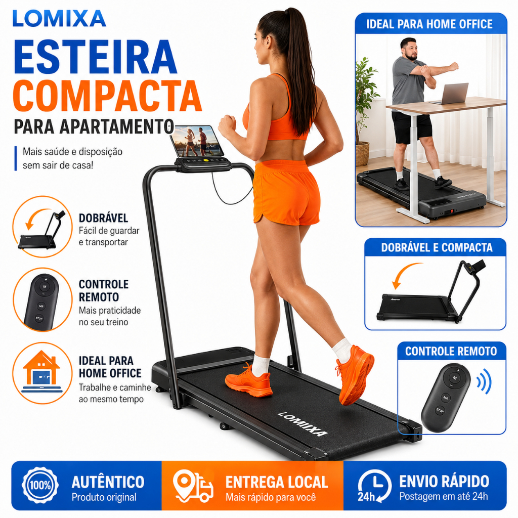 Esteira Elétrica Ergometrica Dobravel Portátil Ajustável 3 Posições com Controle Remoto para Casa Academia 110V 220V