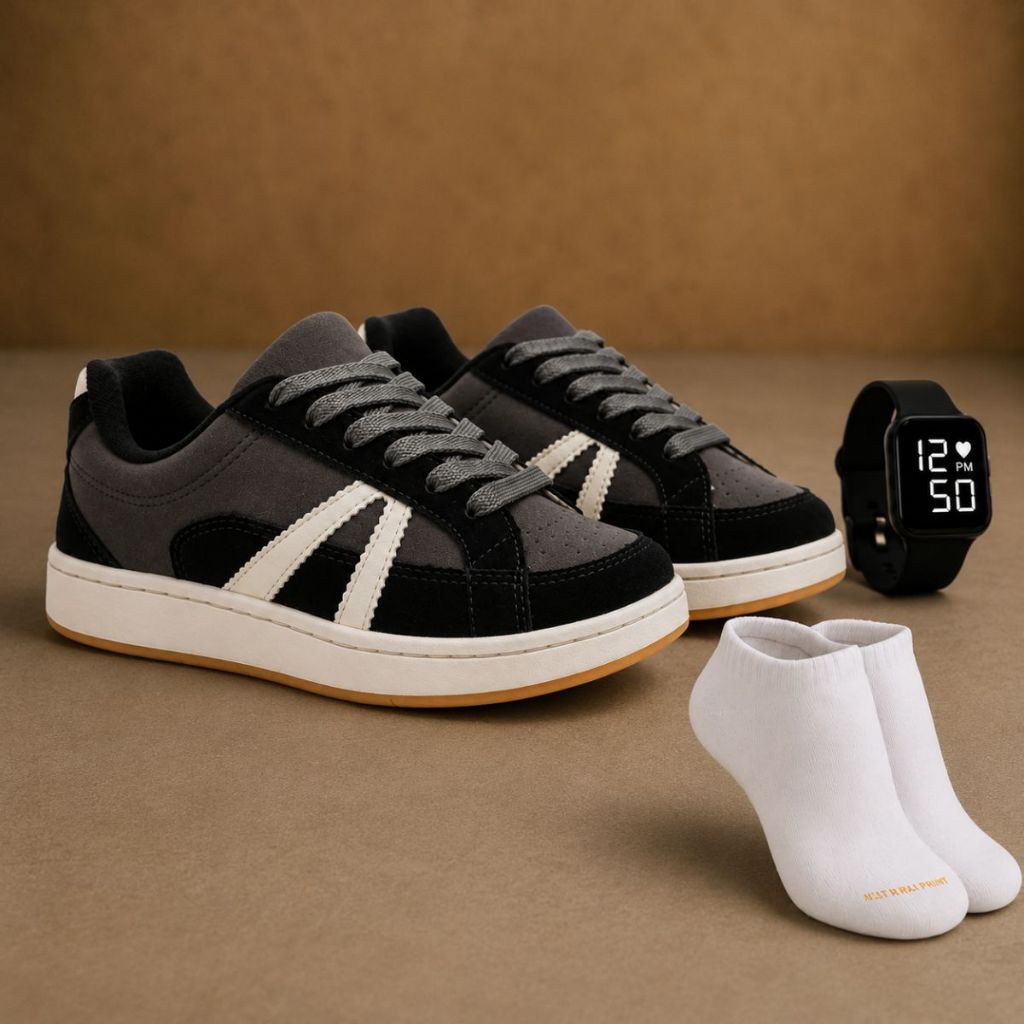 Tenis Feminino Masculino Casual Confortável Macio + Relógio Digital + Meia
