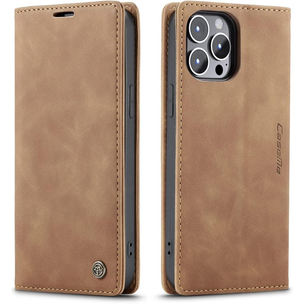 SINIANL Leather Wallet Case for iPhone 13 Pro Max, Folding Flip Case with Magnetic Kickstand, Card Slot, Protective Cove