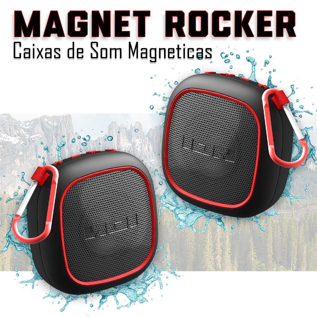 Caixa De Som Portátil Sem Fio Ion Pack 2 Peças Magnéticas Com Mosquetões