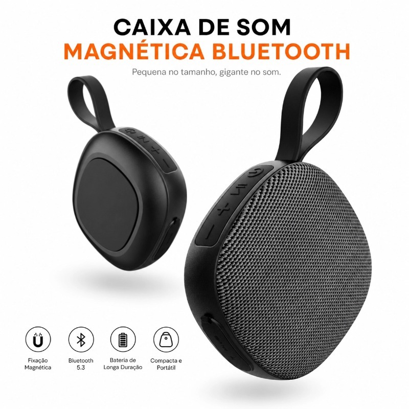 Caixa De Som Bluetooth Magnético Portátil TWS Resistente A Água Super Potente Com Corda Mini Speaker-KTS-2119