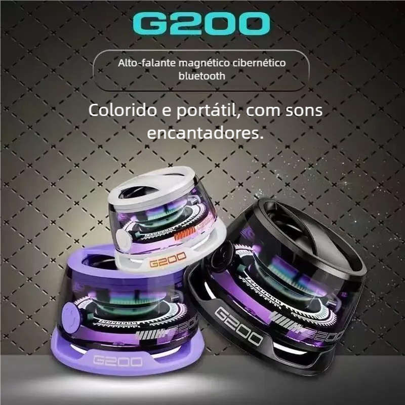 Caixa de Som Bluetooth LED RGB Mini - Magnética Portátil à Prova d'Água com Atmosfera Colorida