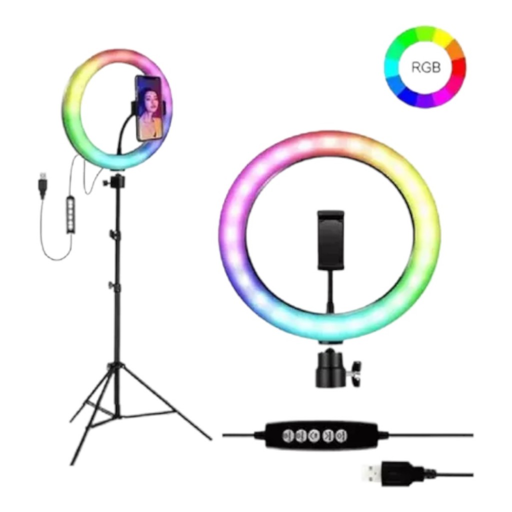 Ring Light Rgb Colorida 12 Polegadas Led 30cm + Tripé 2m
