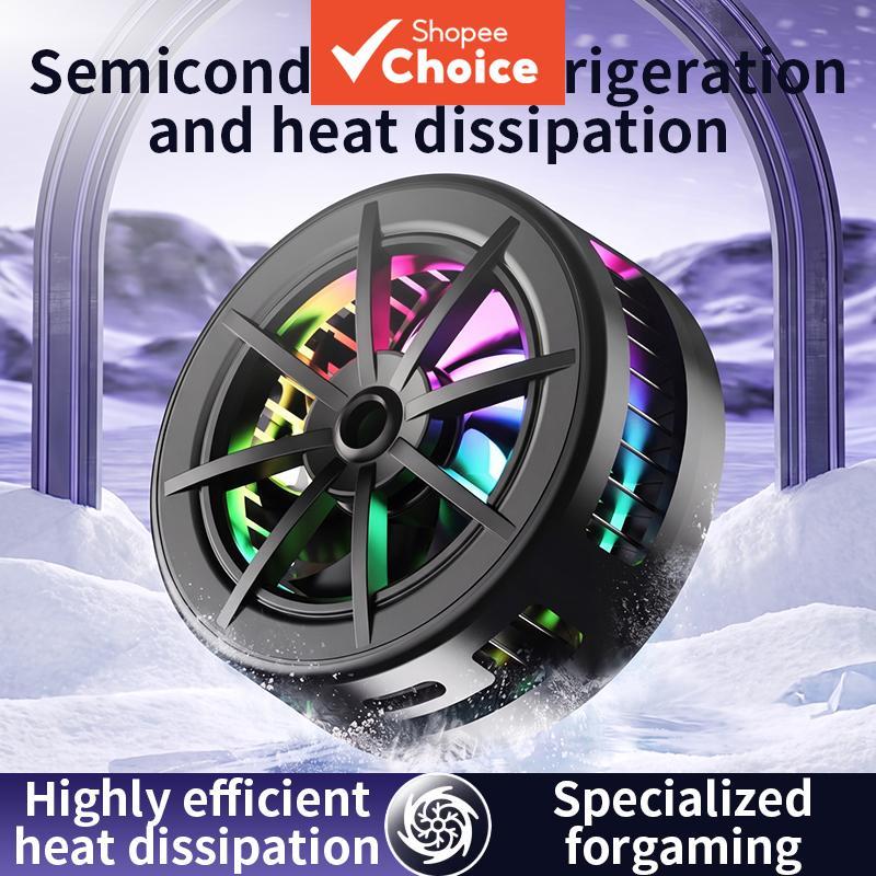 Refrigerador de telefone semicondutor magnético com presilha traseira, ventilador de refrigeração RGB com três níveis de