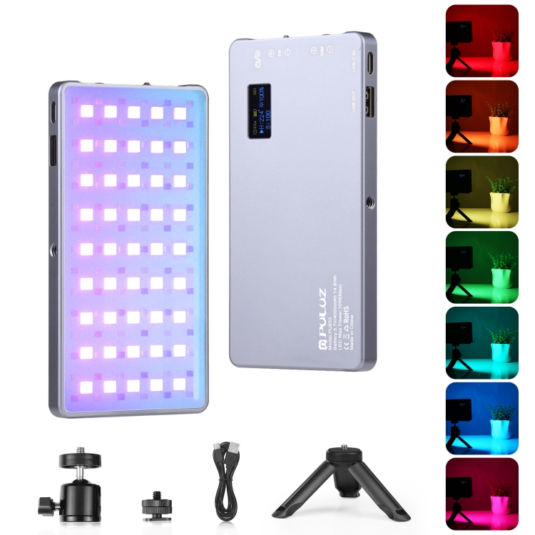 PULUZ Luz de preenchimento LED RGB multicolorida para beleza, vlogging e fotografia口袋大小