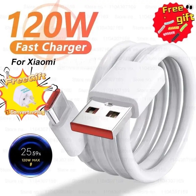 For Xiaomi 120W USB Type C Turbo Fast Charger Compatible Cable Xiaomi 12 11 10 PocoX3 X4 Pro Redmi Note10 13 14 Mobile P