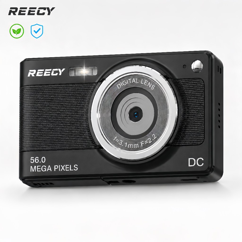 REECY Câmera Digital 56MP, 1080P HD, Bateria Trocável, Zoom 16X, Tela 2.88