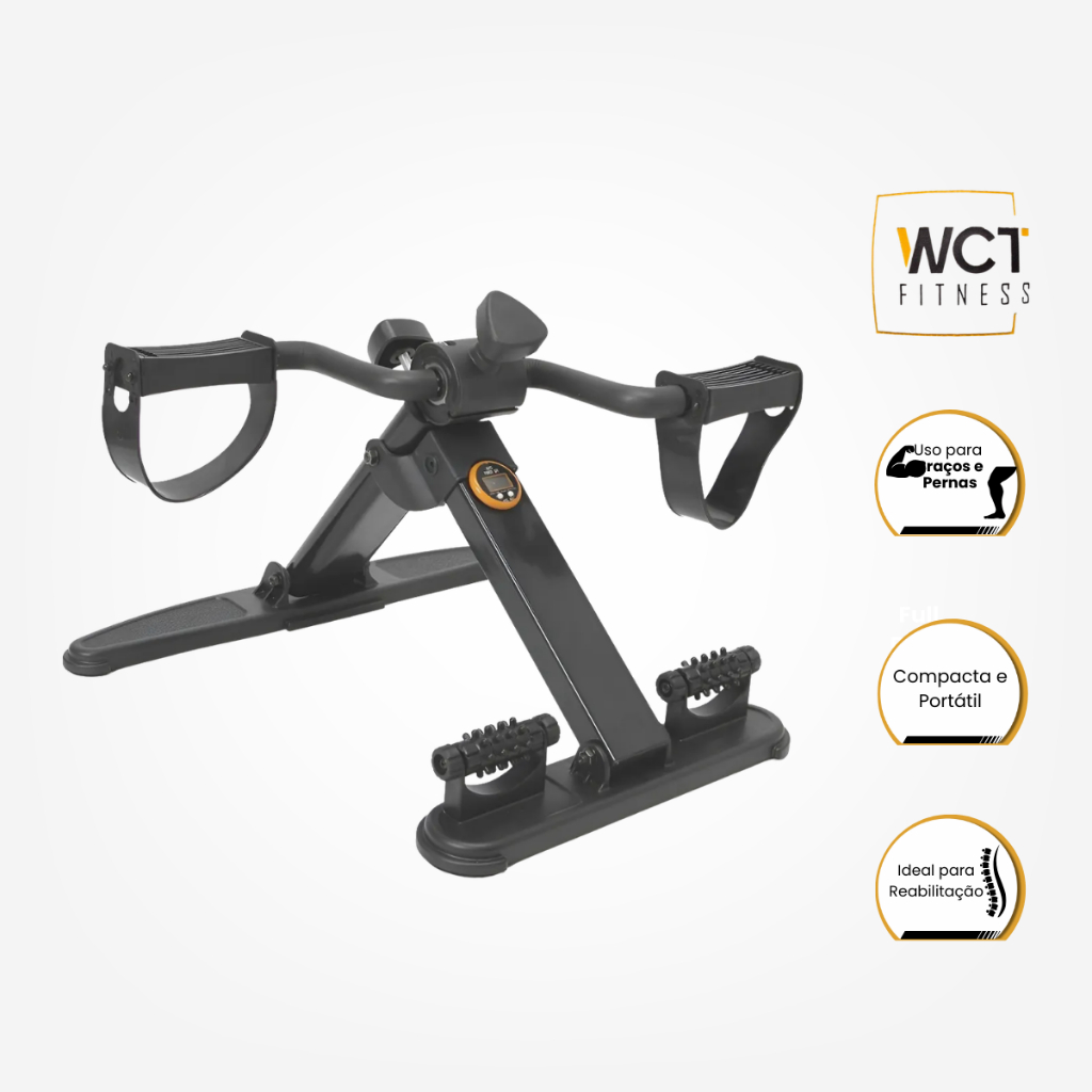 Mini Bicicleta Cicloergômetro Dobrável Com Massageador Pedalinho Fisioterapia Monitor Wct Fitness