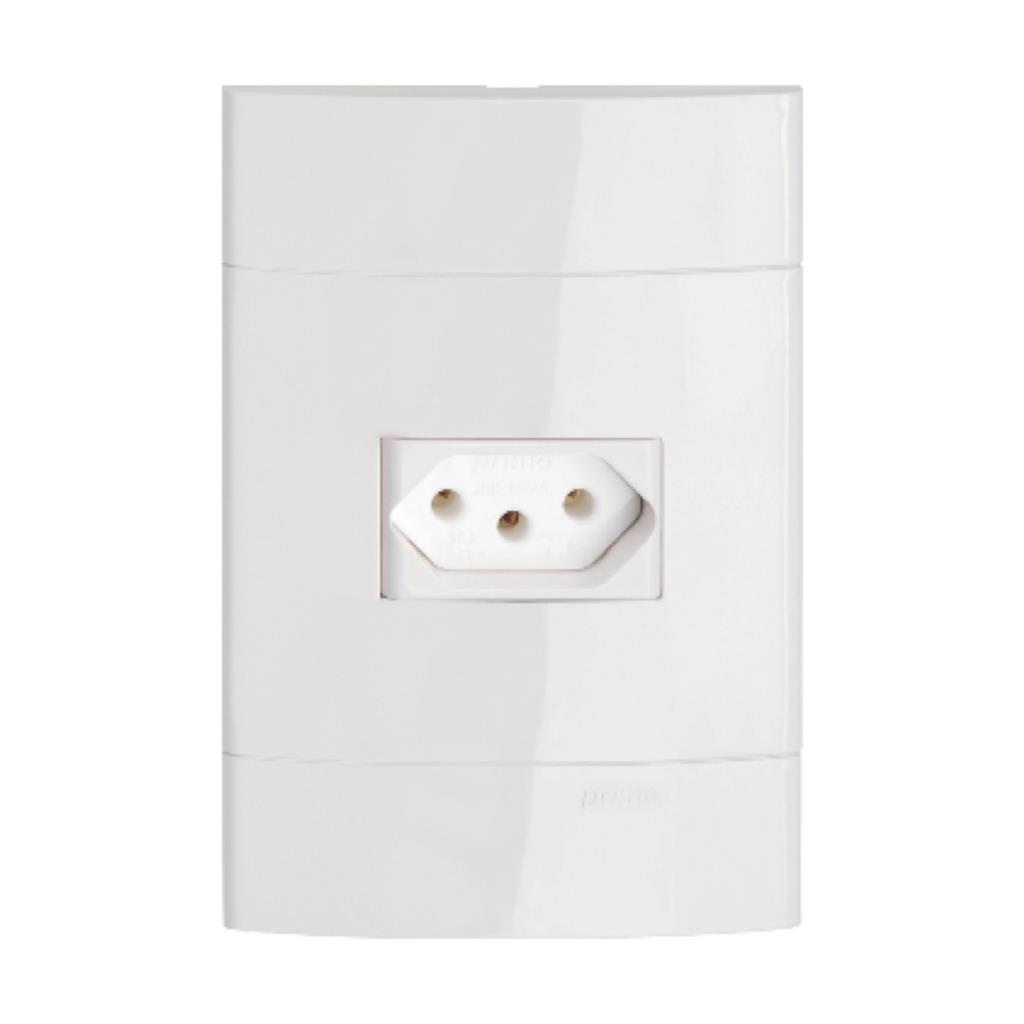 Conjunto 1 Tomada 2P+T Horizontal 10A 250V 4X2 Branco Decor