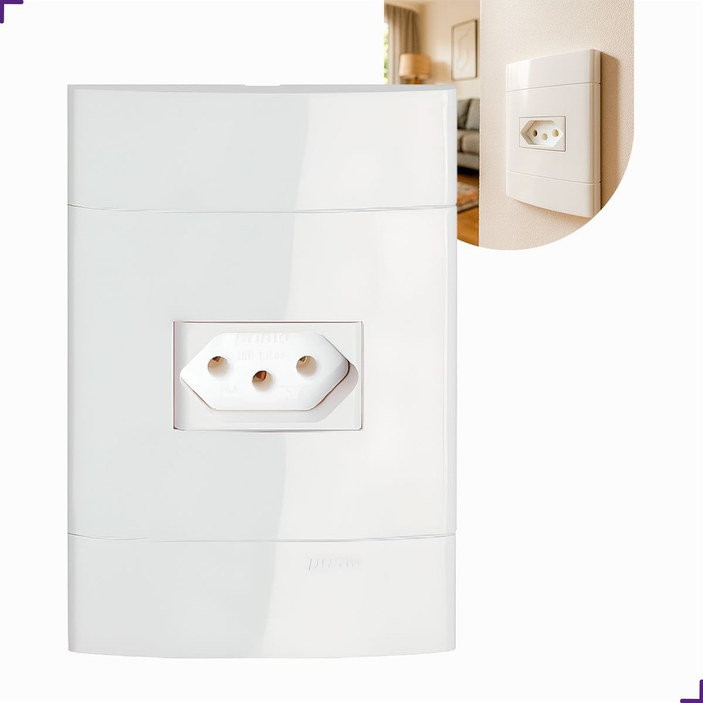 Conjunto Tomada 2P+T 10A 250V 4x2 Branco Schneider PRM0444721 Decor