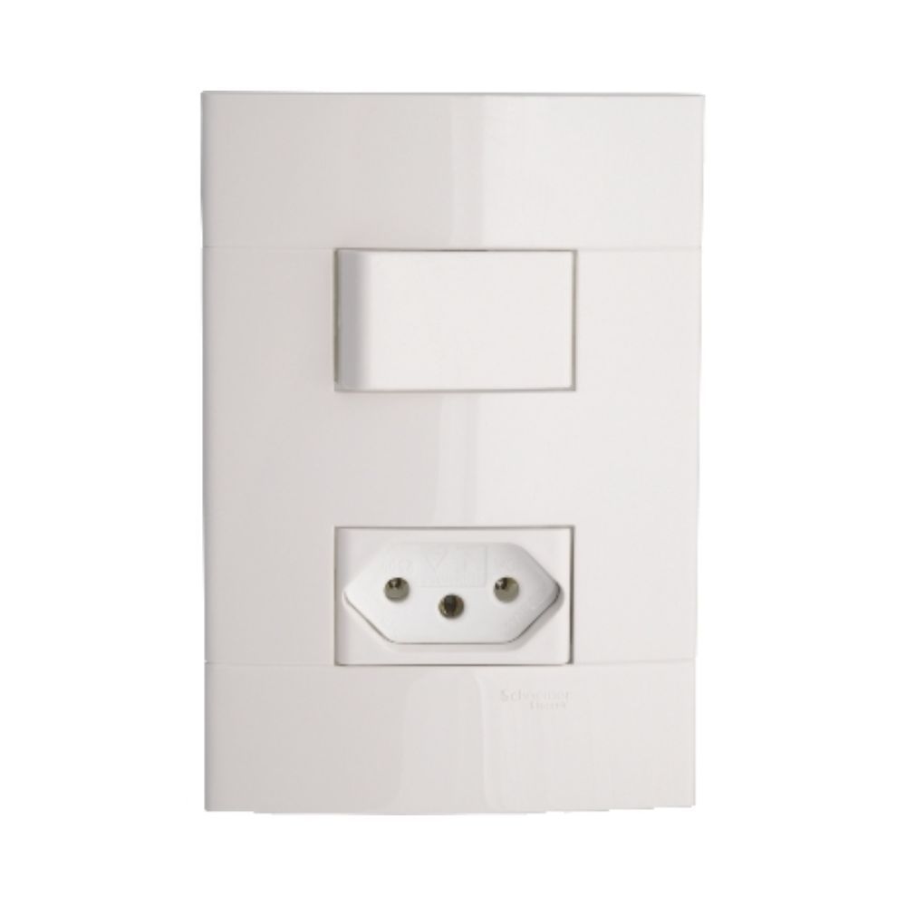 Conjunto Interruptor Paralelo + Tomada 2p+t 10a 250v Pl/br - Decor - Prm044004721 - Schneider Electric