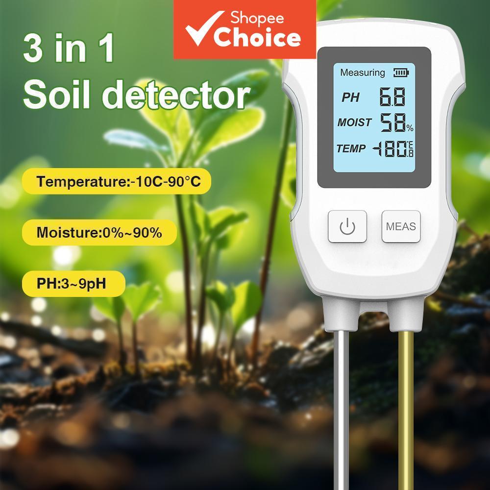 Novo 3-Em-1 Digital LCD Medidor De Solo Backlight Display Para Temperatura Umidade Teste PH Jardim Planta Monitor 1 Pc