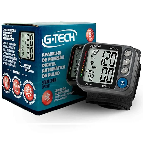 APARELHO PRESSAO G-TECH DIGITAL PULSO 3D SENSOR GP480BT 1UN