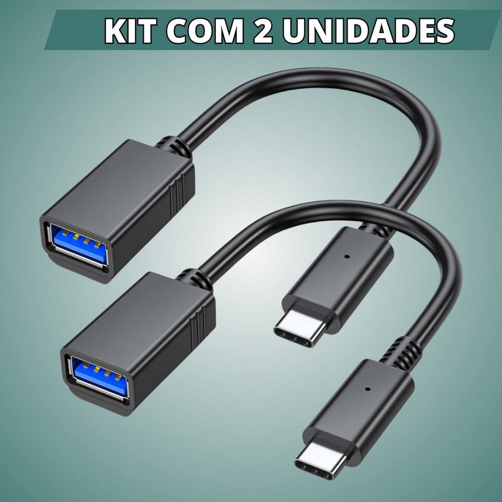 Kit Cabo Adaptador OTG USB Para USB-C 2.0 3.0 Mouse Teclado - Escolha Seu Kit