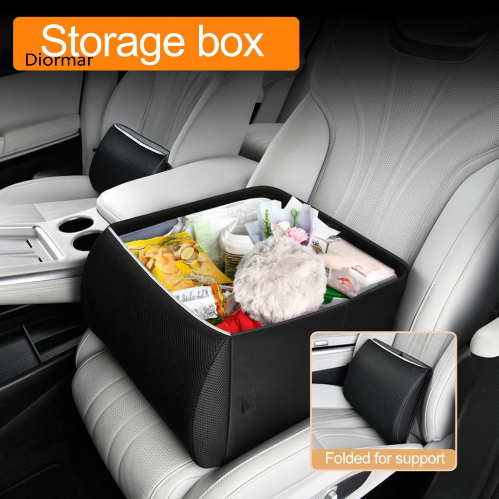 Foldable Storage Box Capacity Container Car Seat 2-in-1 Lumbar Support Organizer Canvas Backseat Caddy for Snacks Access