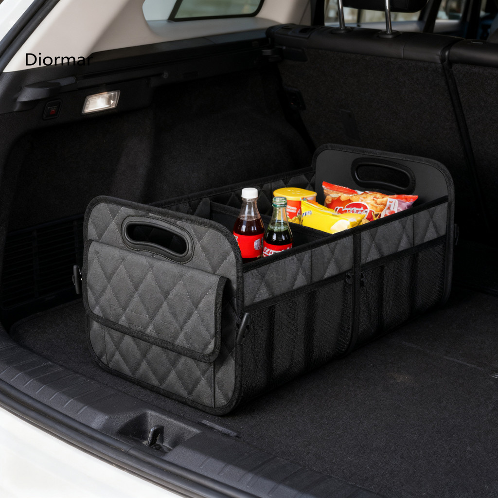 Car Organizer Storage Box Long-lasting Trunk Foldable Portable with 2 Compartments – Durable Luggage Compartment for R