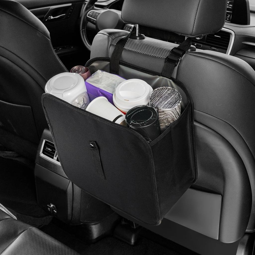 Amiss Foldable Car Trash Can, Collapsible Garbage Bag for Car, Hanging Waterproof Leakproof Trash Can Storage Bag, Autom