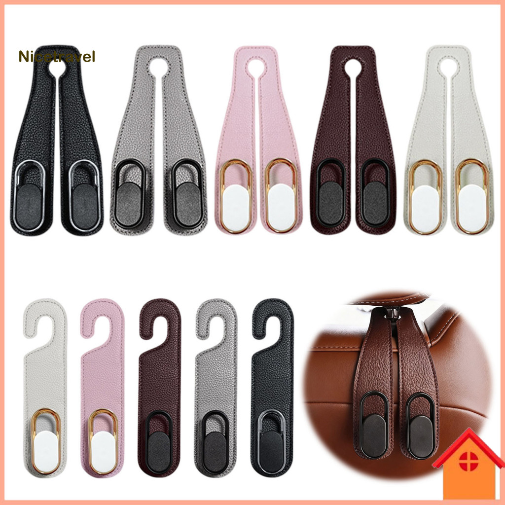 Faux Leather Headrest Hangers Vehicle Storage Hooks Universal Car Seat Hook Hanger Foldable Backseat Organizer for Hangi