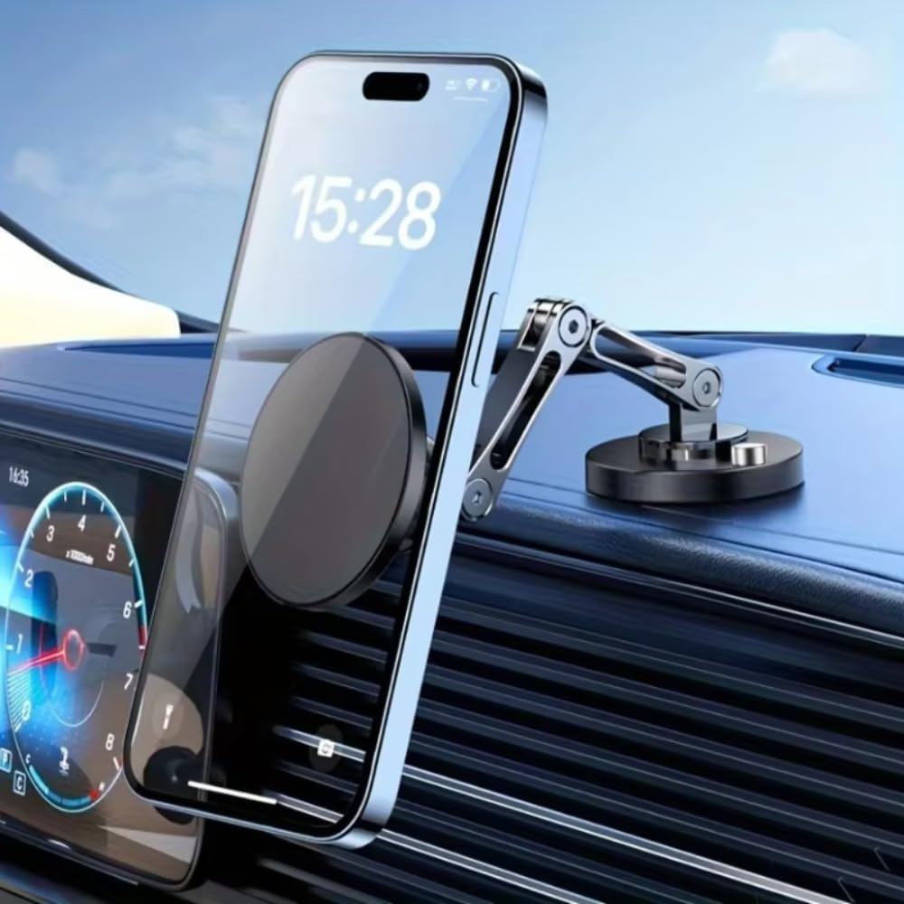 Foldable Magnetic Car Phone Holder Stand Dashborad Alloy Magnet Car Mount artphone Mobile Bracket for  17 16 15 14 13 12