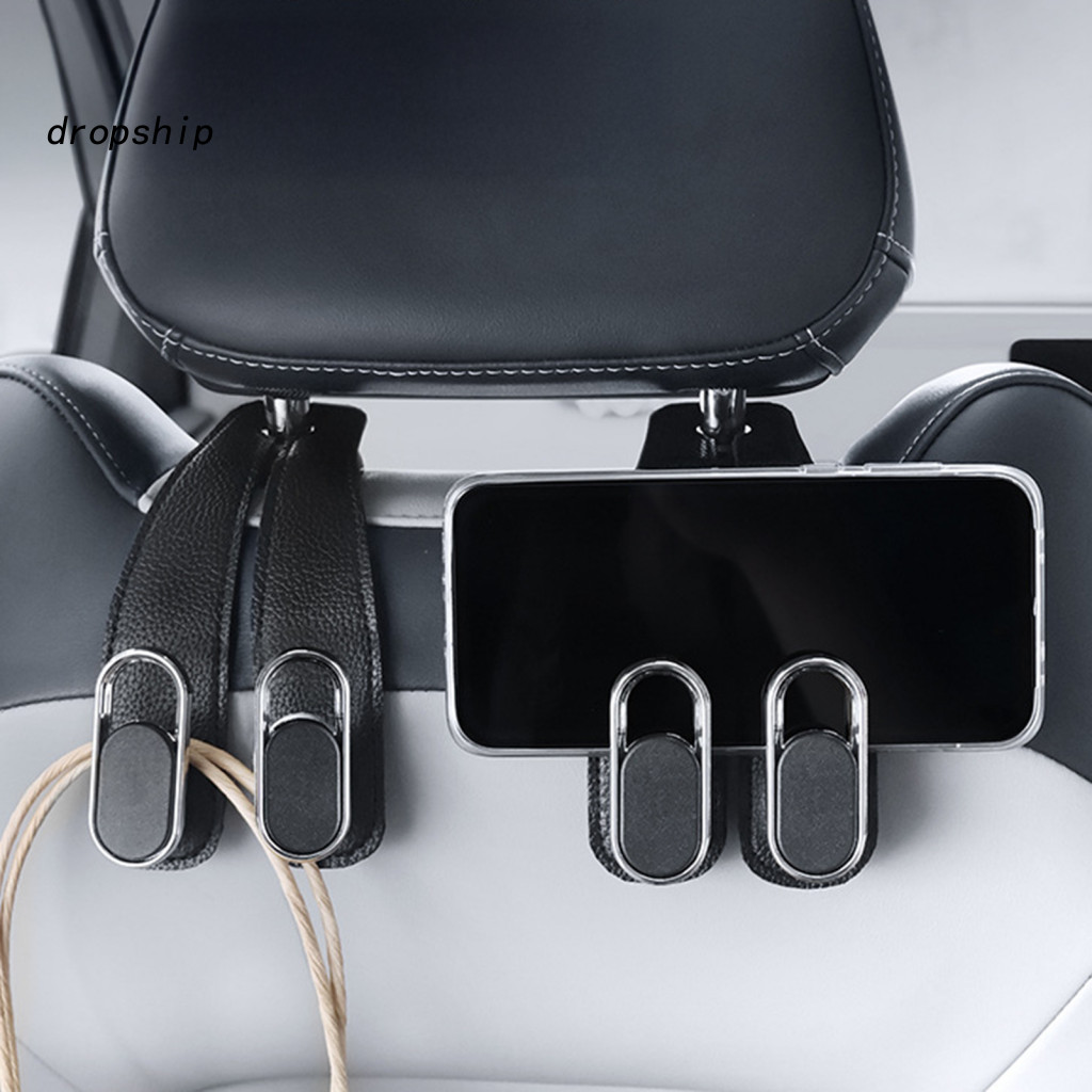Car Seat Hooks Rear Storage Solutions Universal Hook Hanger Foldable Faux Leather Backseat Organizer for Hanging Bags Gr