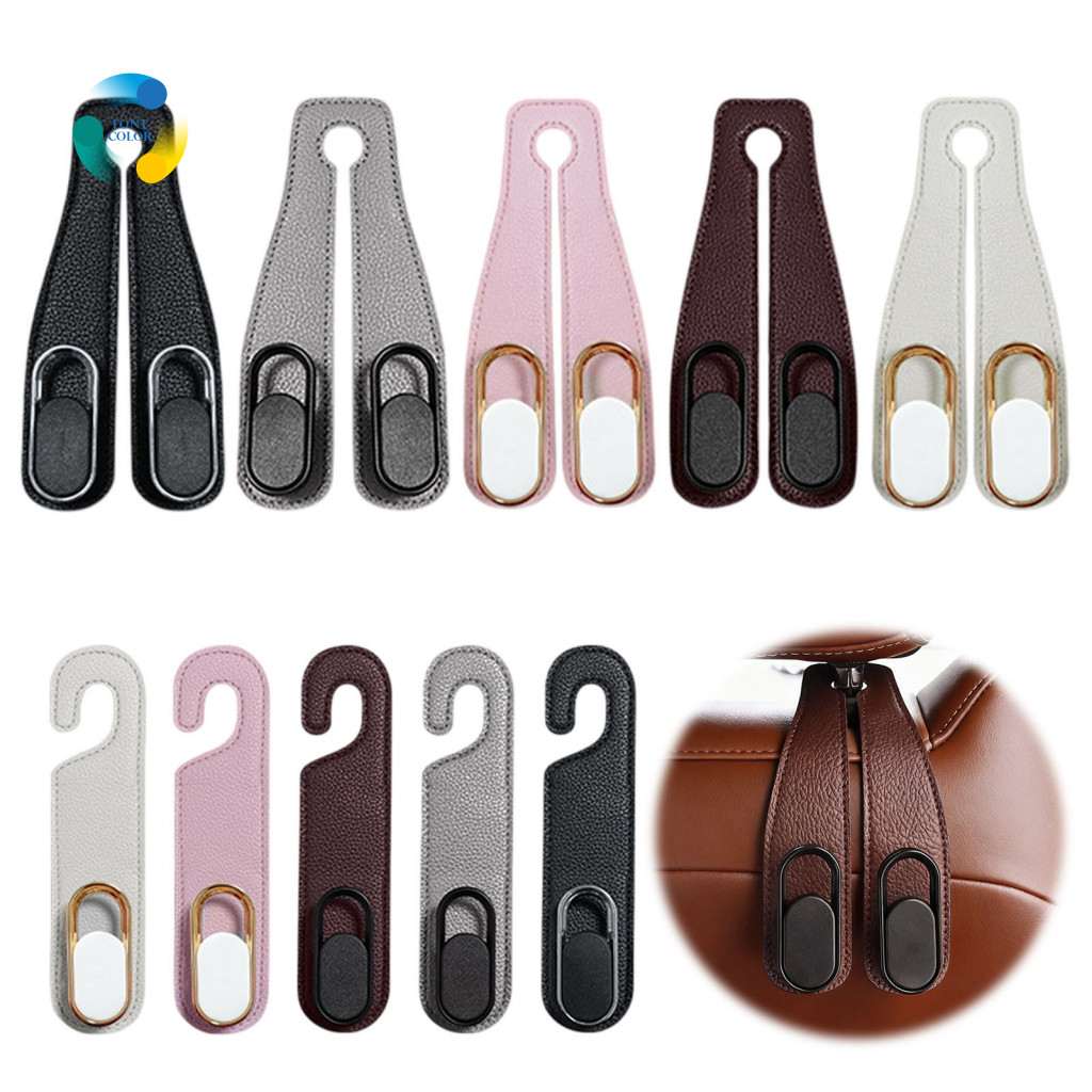 Car Seat Hooks Auto Back Organizers Universal Hook Hanger Foldable Faux Leather Backseat Organizer for Hanging Bags Groc