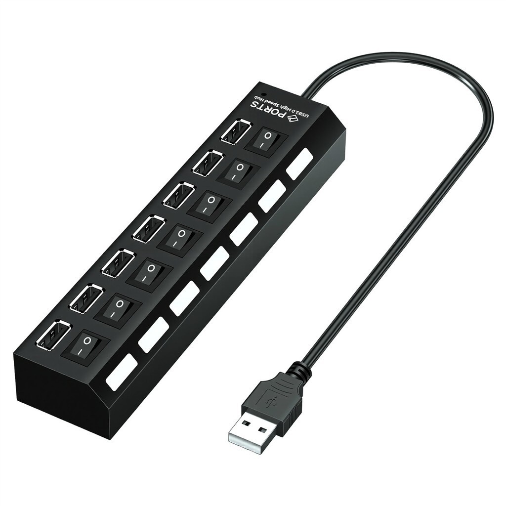 Hub USB 7 Portas 2.0 Hi-Speed 480Mbps Extensor para Pendrive Mouse Teclado