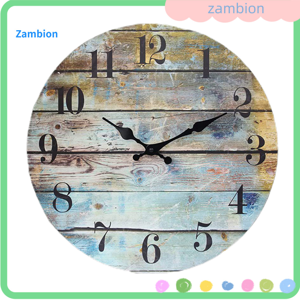 Decorative Wall Clock Rustic 10-inch Vintage Wood Silent Non-ticking Battery Operated Analog Digital Home Decor for Room