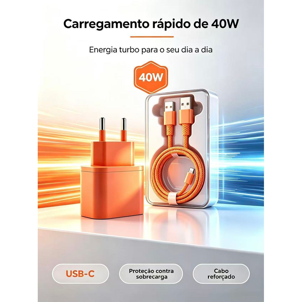 40w Turbo Charger for iPhone 17 Pro Max, Complete Set, USB-C Power Adapter and Original Type-C Cable