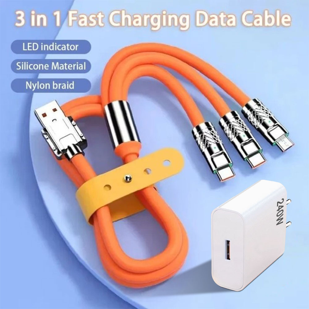 Data 3 in 1 Charging data cable 240W Ports adapter 120W Type-C Cable FOR iPhone ios USB Androi