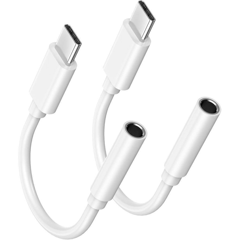 [Apple MFi Certified] USB C to 3.5 mm Headphone Jack Adapter for iPhone 17, 2 Pack Type C Aux Audio Dongle Adapter Cable