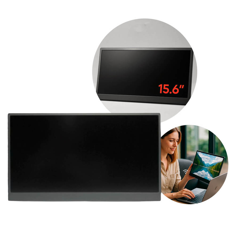Monitor Portátil 15.6 Full HD Wireless Smart View HDMI USB-C Tela Extra Notebook