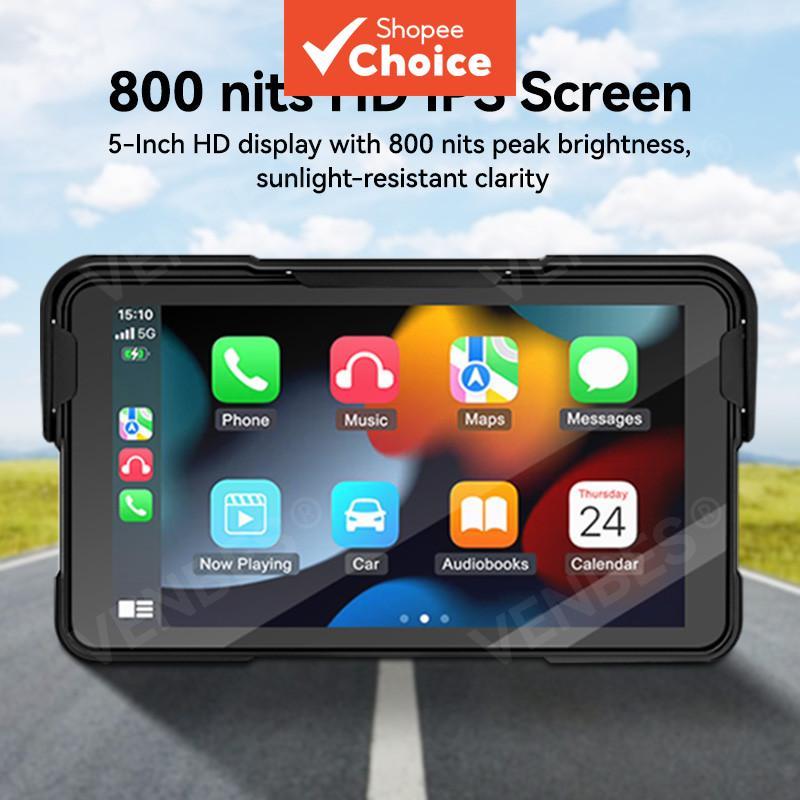 Tela de monitor de 5 polegadas VENBES Wireless CarPlay Android Auto para motocicleta