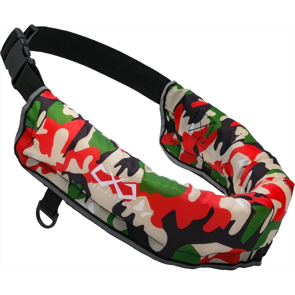 JES-BASARO Automatic Inflatable Life Jacket - 2-Way Model for Fishing, Adult & Child, Waist Belt Type, High-Compression
